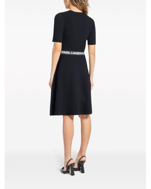Karl Lagerfeld Black Cut-out Knitted Dress