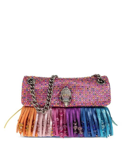 Kurt Geiger Purple Mini Kensington Fringed Shoulder Bag