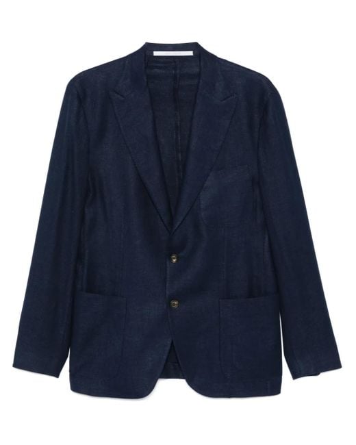 Eleventy Blue Linen, Wool And Silk Blazer for men