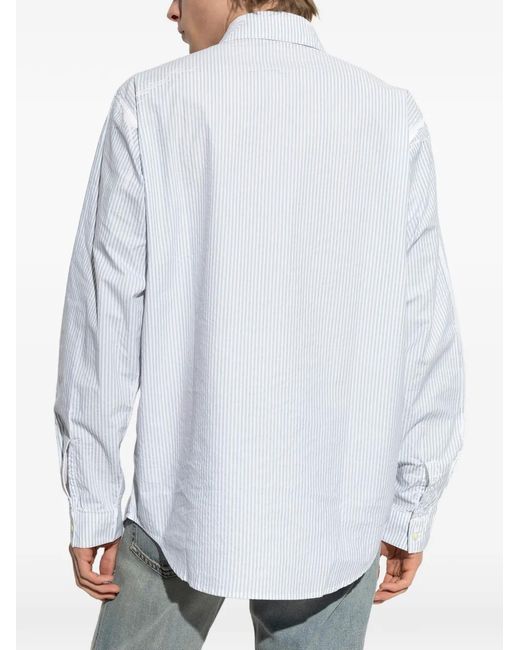 DIESEL White Striped-Pattern Shirt for men