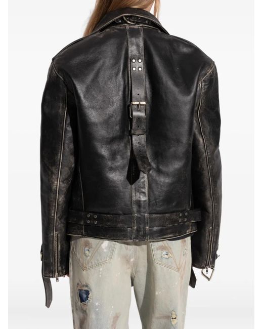 Vetements Black Veste Ceinturée En Cuir À Effet Usé