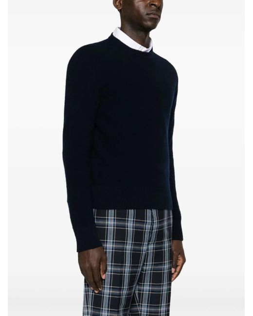 Thom Browne Blue Wool Logo Sweater for men