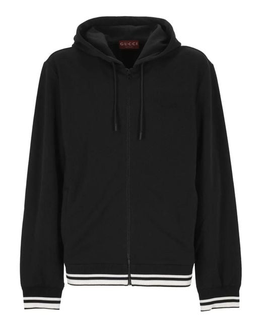 Gucci Black Zip-Up Long-Sleeve Hoodie for men