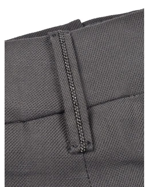 Brunello Cucinelli Gray Monili-Embellished Straight-Leg Trousers