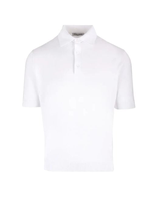Al Duca D'aosta White Ribbed-Trim Polo Shirt for men