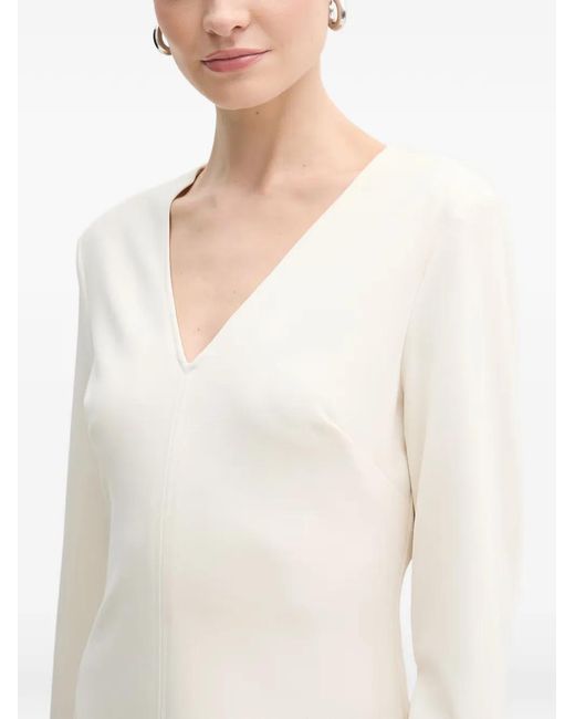 Guess White Evelina V-Neck Long-Sleeve Mini Dress