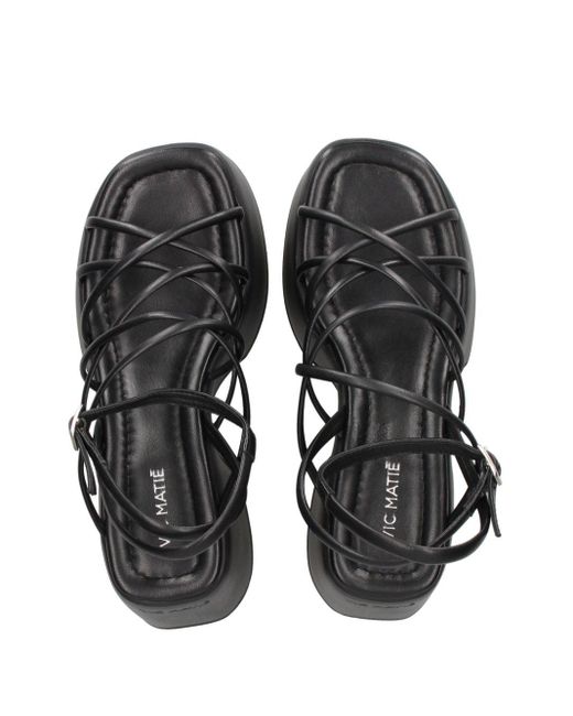 Vic Matié Black 110mm Platform Leather Sandals