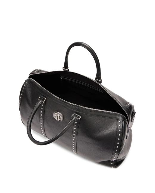 Roberto Cavalli Black Studded Leather Holdall for men
