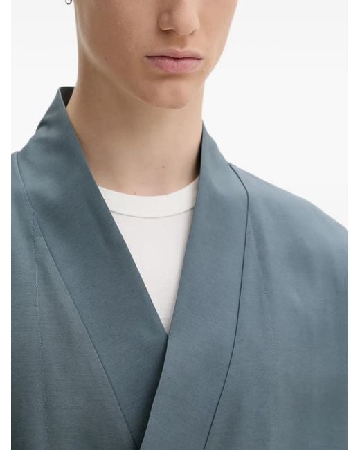 KENZO Blue Kimono-Style Wrap Jacket for men