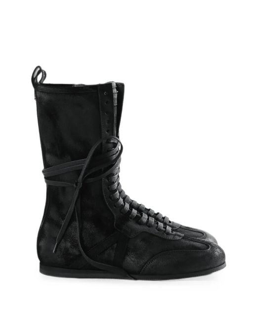Ann Demeulemeester Black Lace-Up High-Top Sneakers