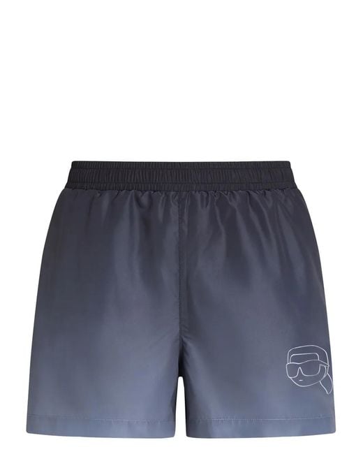 Karl Lagerfeld Blue Ikon Gradient-Effect Swim Shorts for men