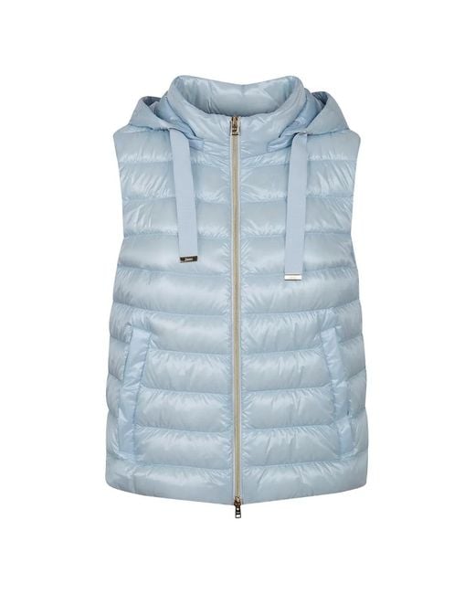 Herno Blue Gilet Matelassé À Capuche