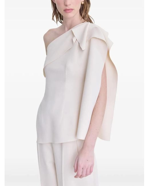 FFORME White One-Shoulder Ruffled Top