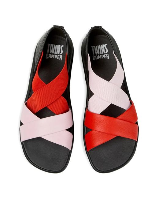 Camper White Twins Leather Sandals
