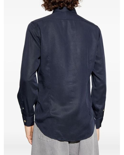 Eleventy Blue Long-Sleeve Button-Up Shirt for men