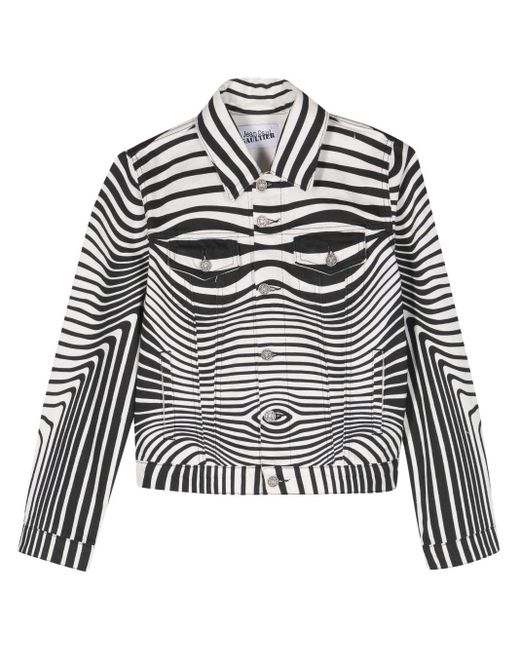 Veste en jean à imprimé Morphing Digital Jean Paul Gaultier en coloris Gray