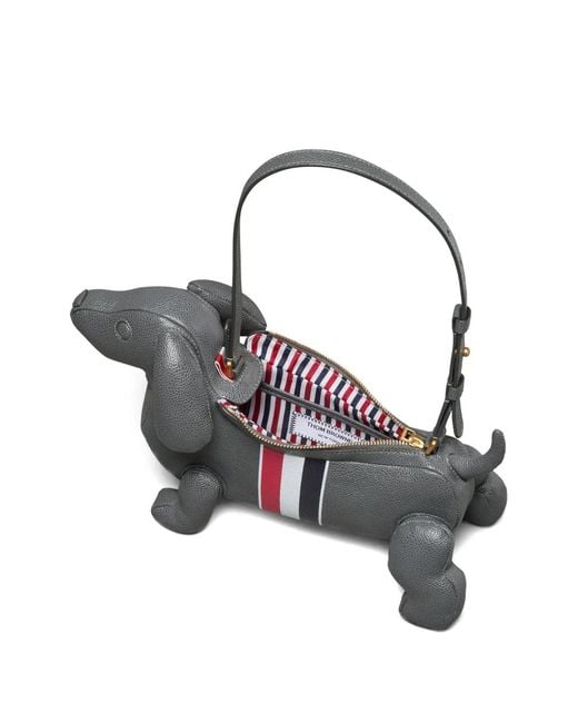 Thom Browne White Hector Umhängetasche Aus Gekörntem Leder