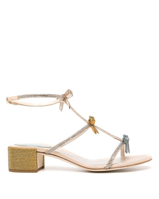 rene caovilla caterina embellished satin sandals