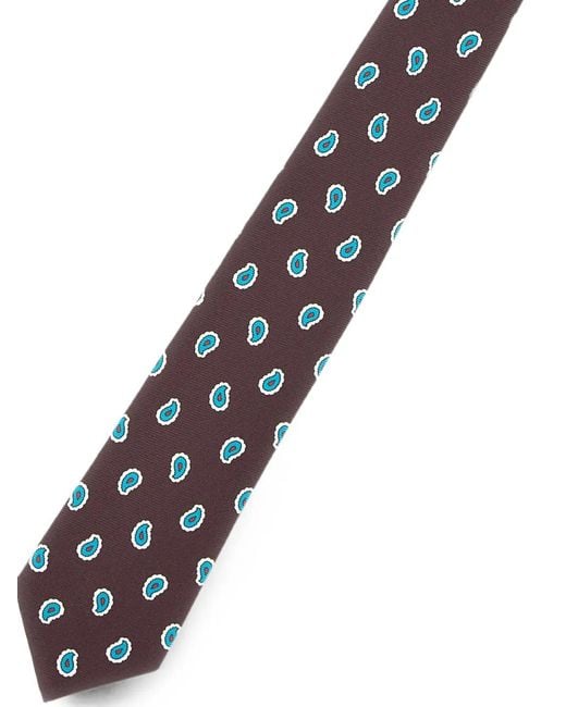 Kiton White Paisley-Pattern Tie for men