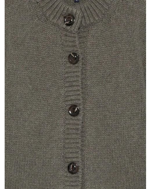 Soeur Gray Button-Front Balloon-Sleeve Cardigan