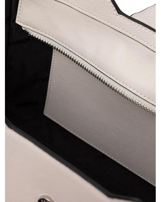 Karl Lagerfeld Natural Logo-Plaque Grained-Leather Tote Bag