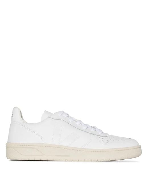 Veja White V-10 Low Top Sneakers