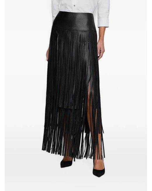 L'Agence Black Karolina Fringe-Trimmed Skirt