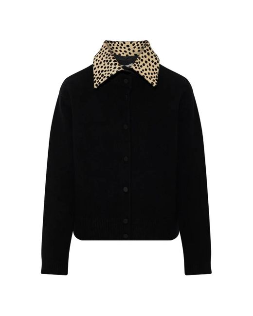 Rohe Black Animal-Print Collar Cardigan