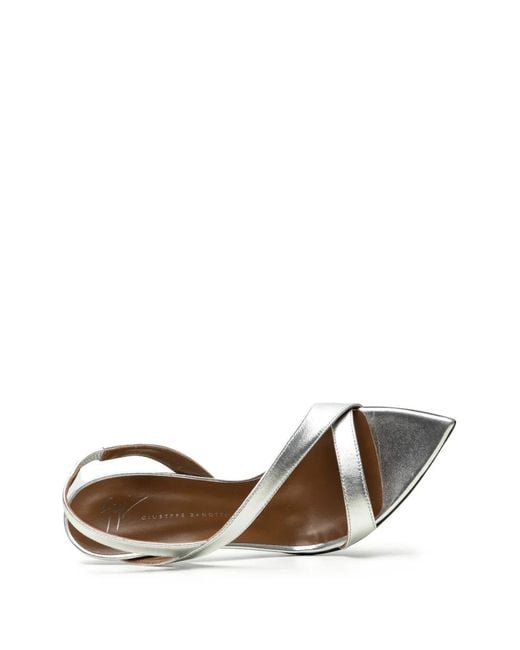 Giuseppe Zanotti White Intriigo Metallic-Finish Crossover-Strap Sandals