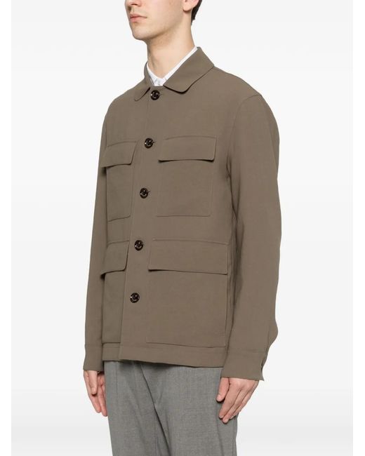 Montecore Brown Button-Fastening Flap-Pockets Jacket for men