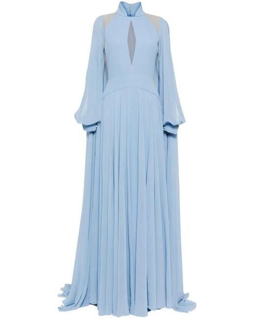 Saiid Kobeisy Blue Crepe Georgette Long Dress