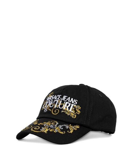 Versace Jeans Couture Black Baroque-Print Baseball Cap
