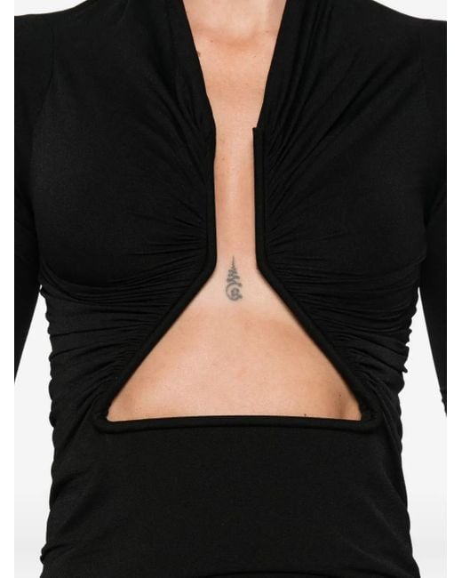 Rick Owens Gedrapeerde Top Met Uitgesneden Details in het Black