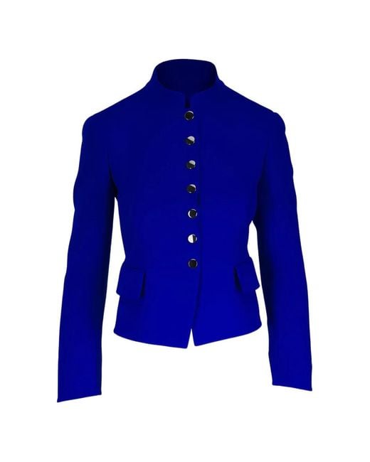 Akris Blue Mandarin-Collar Jacket