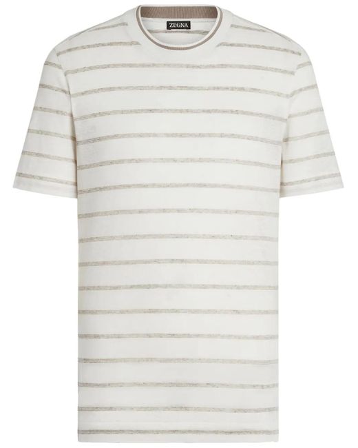 Zegna White Linen T-Shirt for men