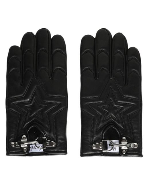 Lanvin Black Star-embroidered Leather Gloves for men