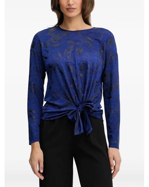 Joseph Ribkoff Blue Long-Sleeve Tie-Detail Top