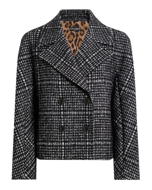 Giacca Doppiopetto A Quadri di Dolce & Gabbana in Black