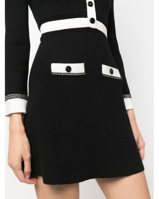 Maje Black Cotton-blend Knitted Minidress