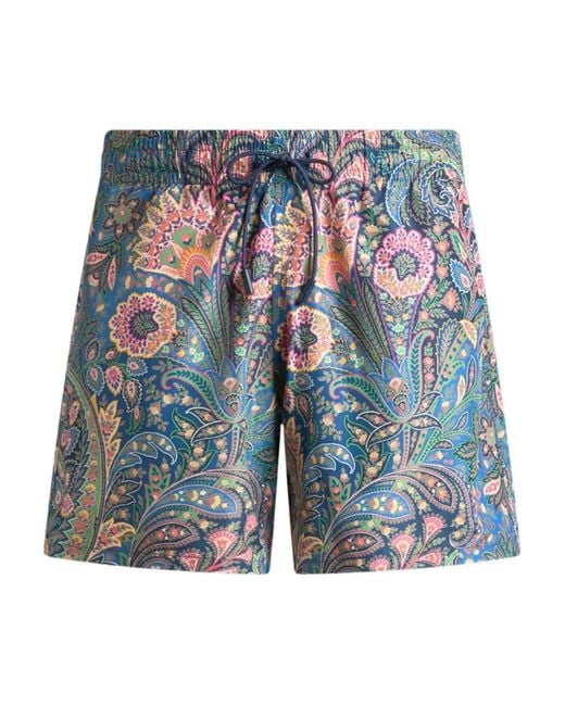 Etro Blue Polyester Swim Trunk Roma Pocket for men