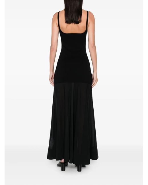 St. Agni Black Sheer Circle Hem Maxi Dress