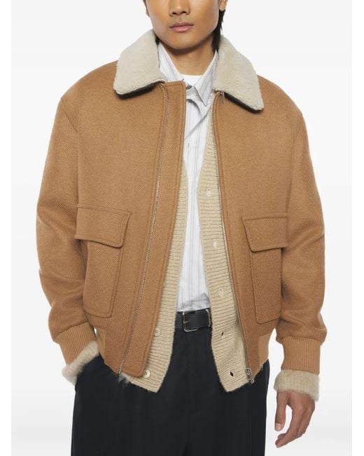 Maison Kitsuné Natural Shearling-Collar Pocket Jacket for men