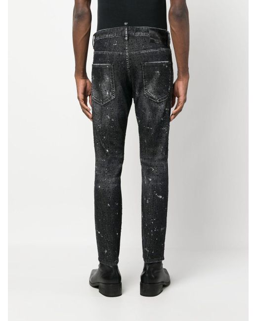 Skater embellished skinny jeans DSquared² de hombre de color Gray
