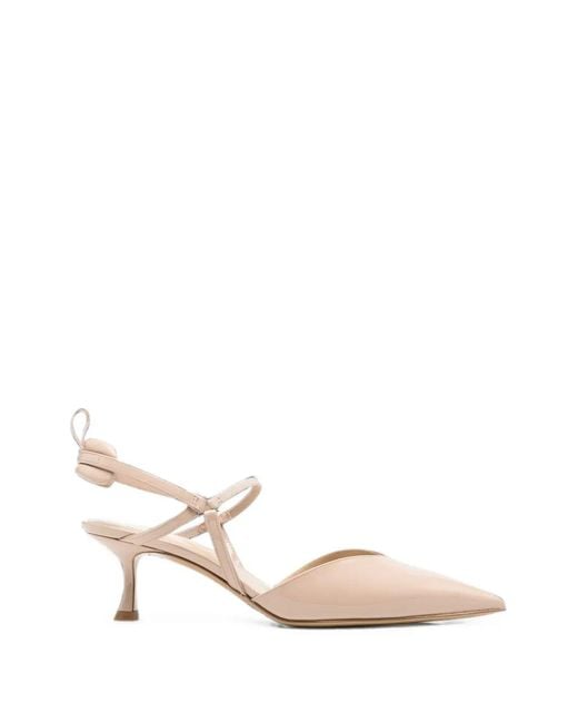 Fendi Natural Pointed-Toe Slingback Pumps