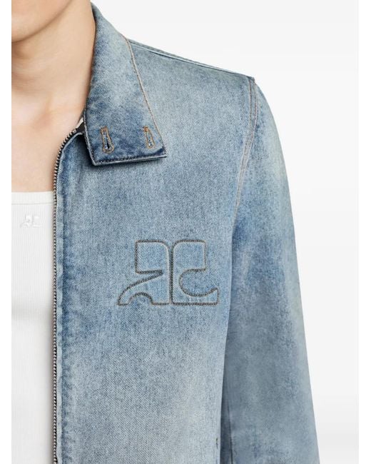 Courreges Blue Silk-Nylon Denim Jacket for men