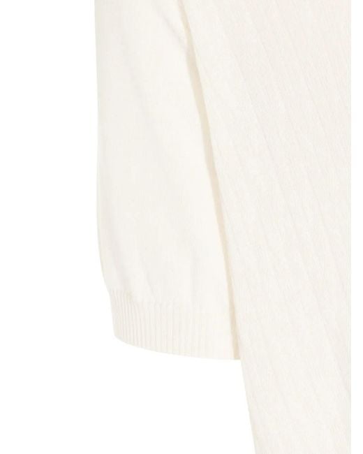 Canali White Cable-Knit T-Shirt for men