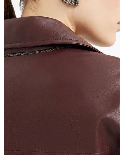 Brunello Cucinelli Brown Leather Flap-Pocket Jacket