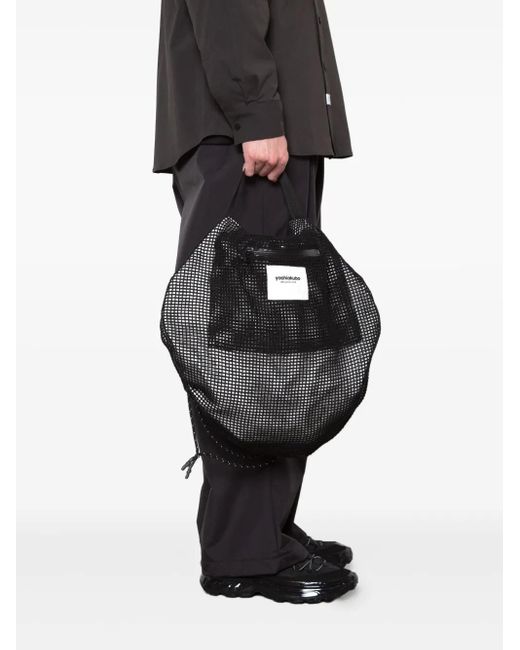 Yoshio Kubo Black Mesh-Schultertasche Mit Kordelzug