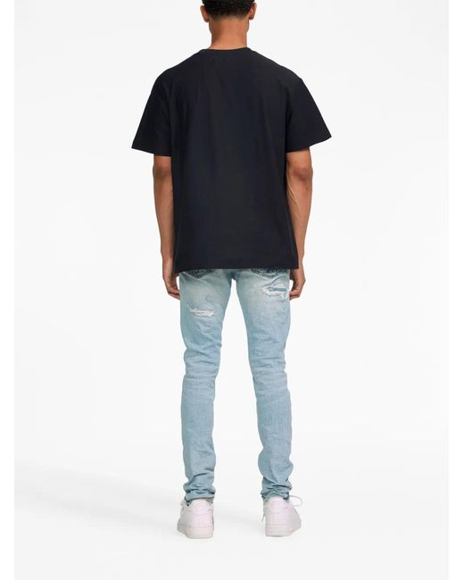 Purple Brand Blue Distressed Low-Rise Skinny Jeans for men