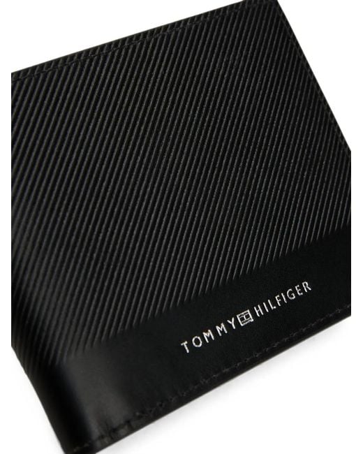 Tommy Hilfiger Black Logo-Detail Diagonal-Textured Wallet for men